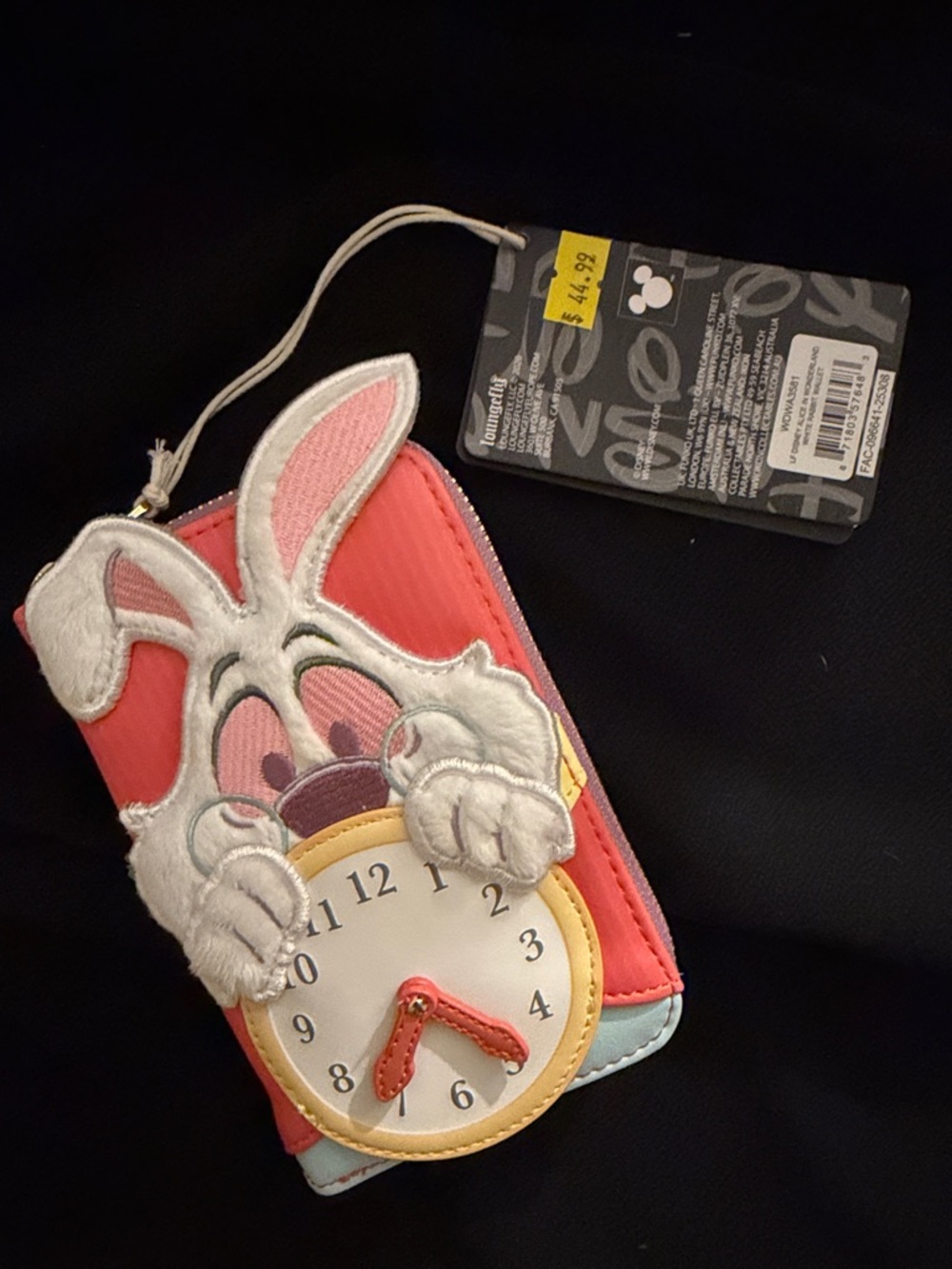 Loungefly White and Light Blue Bunny-Ear Dome Satchel with Gold Clock Charm - Picture 7 of 8